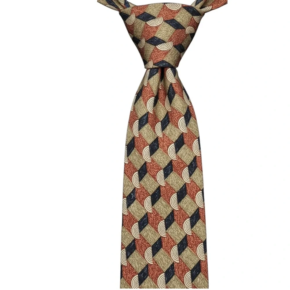 Ermenegildo Zegna Mens Vintage Geometric Silk Tie Made In‎ Italy Multicolor